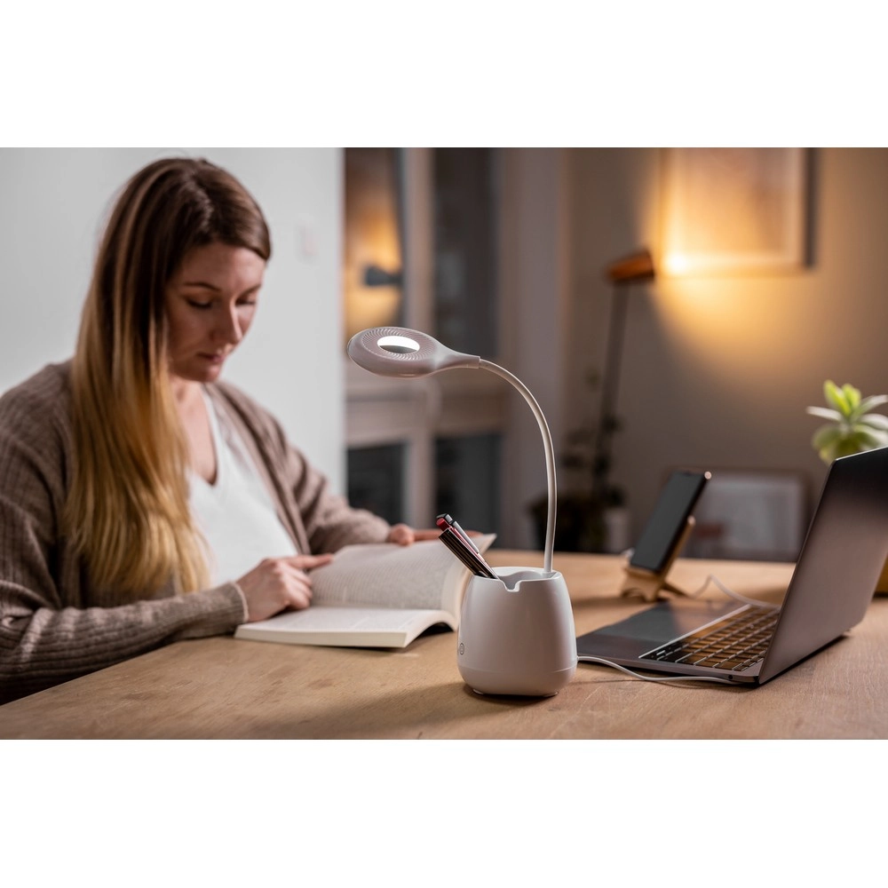 Lampka na biurko, głośnik bezprzewodowy 3W, stojak na telefon, pojemnik na przybory do pisania | Asar V0188-02