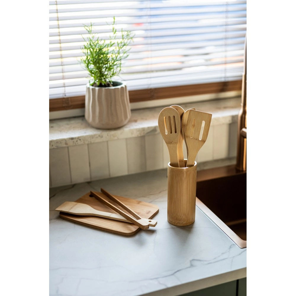 Zestaw bambusowych akcesoriów kuchennych w stojaku, 6 el. | Reese V0904-17