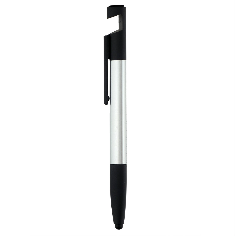 Długopis wielofunkcyjny, czyścik do ekranu, linijka, stojak na telefon, touch pen, śrubokręty V1849-19 szary