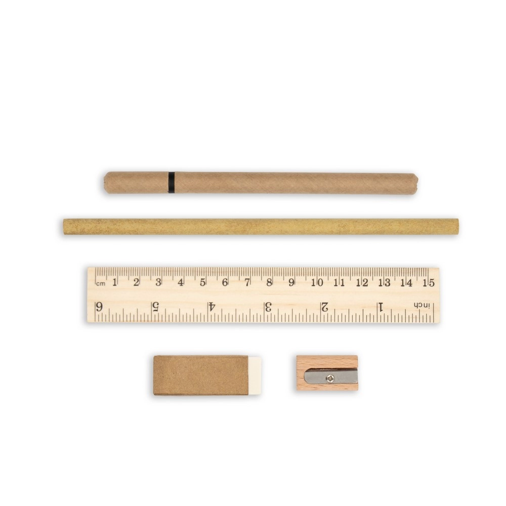 Zestaw szkolny, korkowy piórnik, ołówek, długopis, linijka, gumka i temperówka | Clark V7248-17