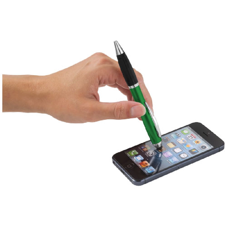 Długopis z kolorowym stylusem i czarnym uchwytem Nash PFC-10690304 zielony