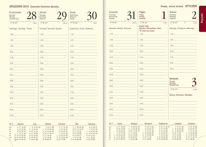 Kalendarz A5, przeszywany, tygodniowy Nilo 1107-nilo czarny