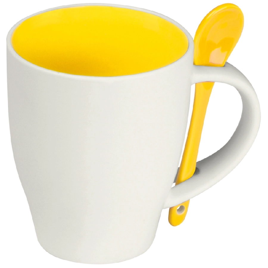 Kubek ceramiczny z łyżeczką 250 ml GM-85095-08 żółty