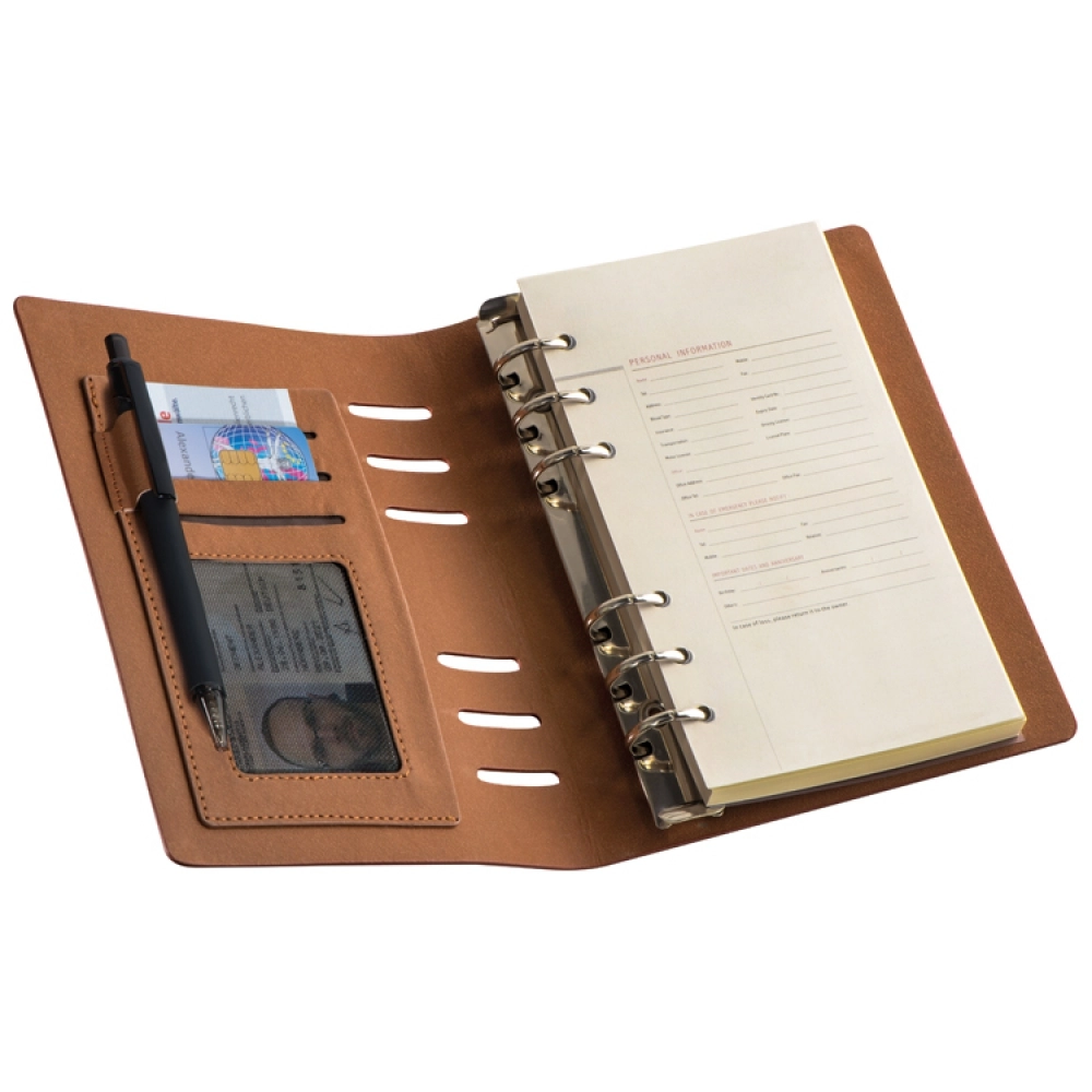 Folder A6 z segregatorem i notatnikiem GM-20175-01 brązowy
