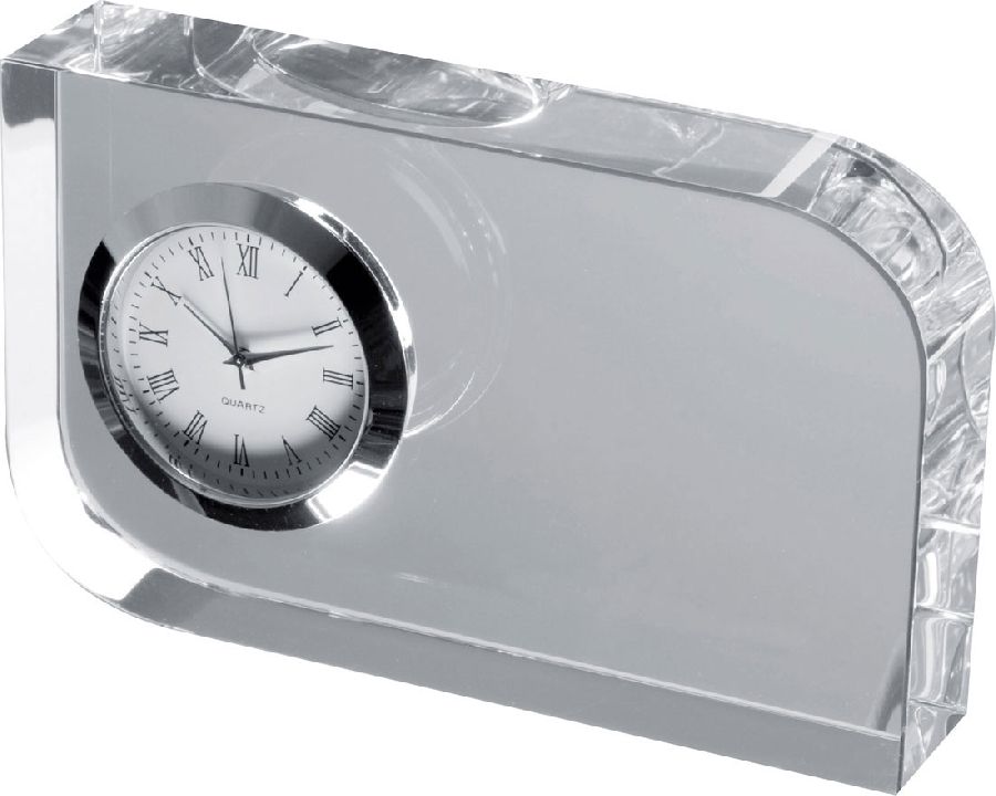 Szklany blok z zegarem GM-27503-66 transparentny