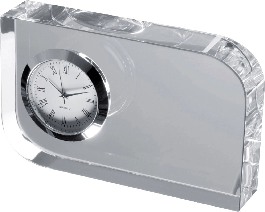 Szklany blok z zegarem GM-27503-66 transparentny