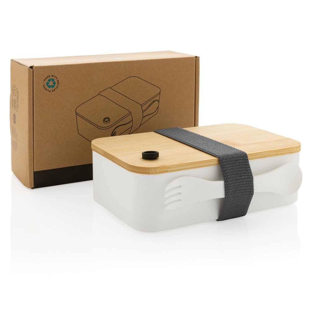 Pudełko śniadaniowe z bambusowym wieczkiem, PP z recyklingu P269-103