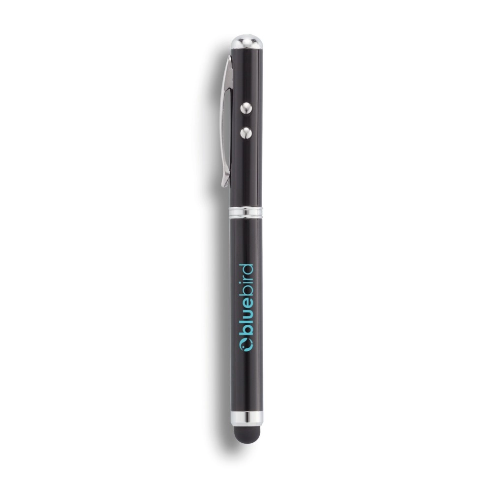 Długopis 4 w 1, touch pen, wskaźnik laserowy, latarka P327-101 czarny