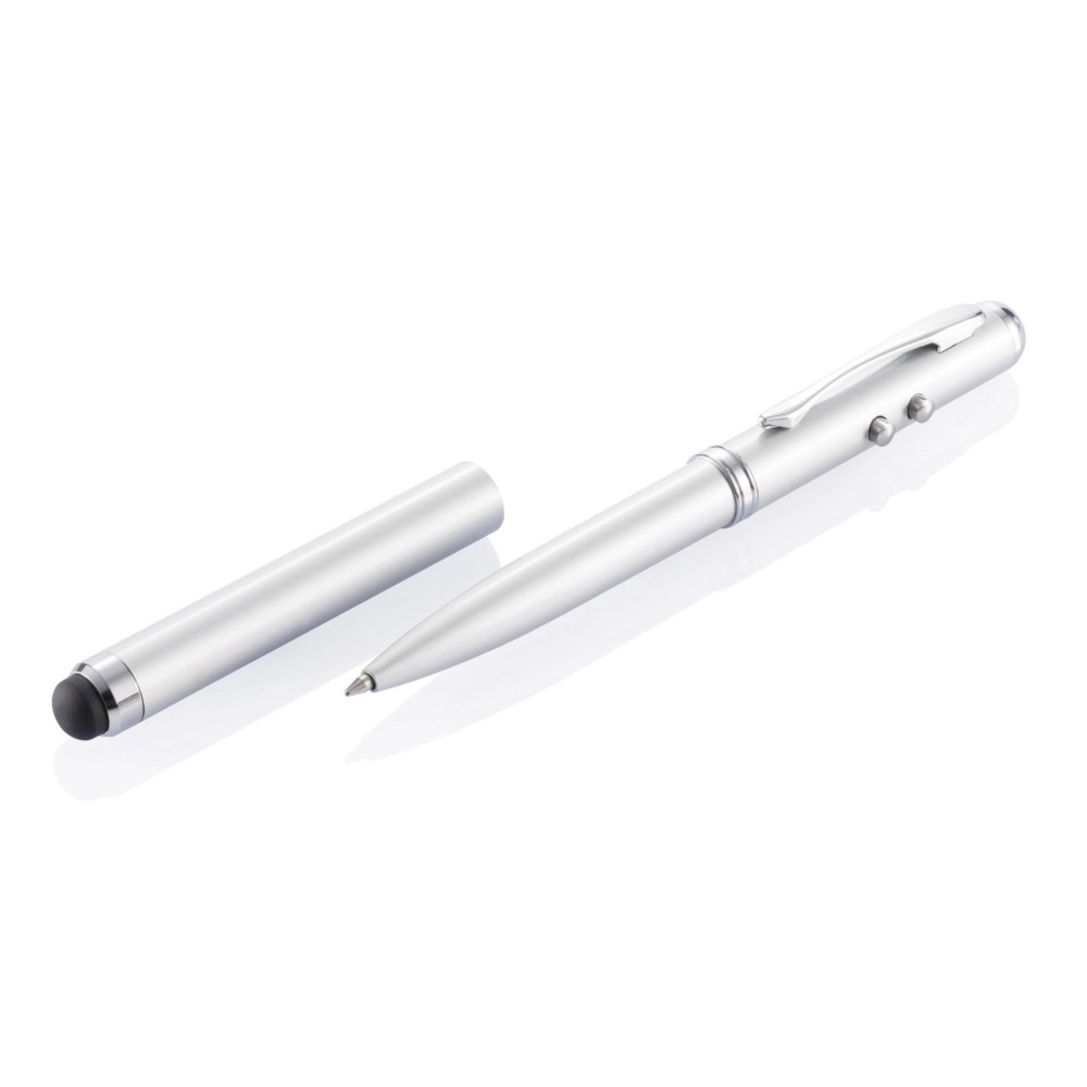 Długopis 4 w 1, touch pen, wskaźnik laserowy, latarka P327-102 srebrny

