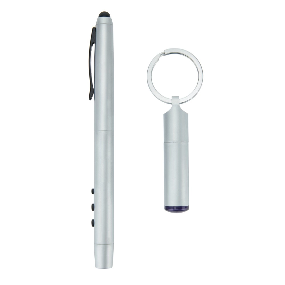 Wskaźnik laserowy 4 w 1, długopis, touch pen P327-882 srebrny
