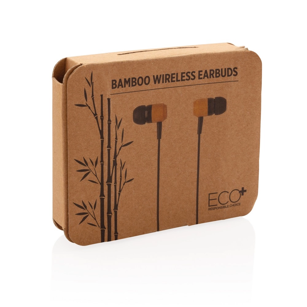 Bambusowe bezprzewodowe słuchawki douszne P329-109 limonka
