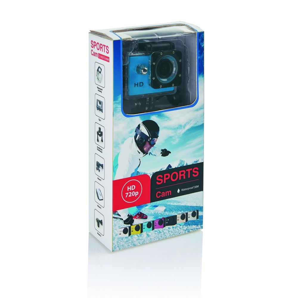 Kamera sportowa z 11 akcesoriami P330-055 niebieski