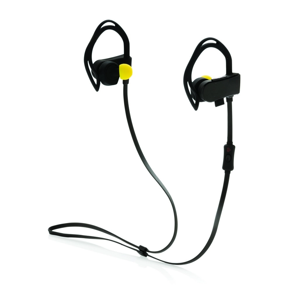 Bezprzewodowe słuchawki douszne, pulsometr, krokomierz P330-651 czarny