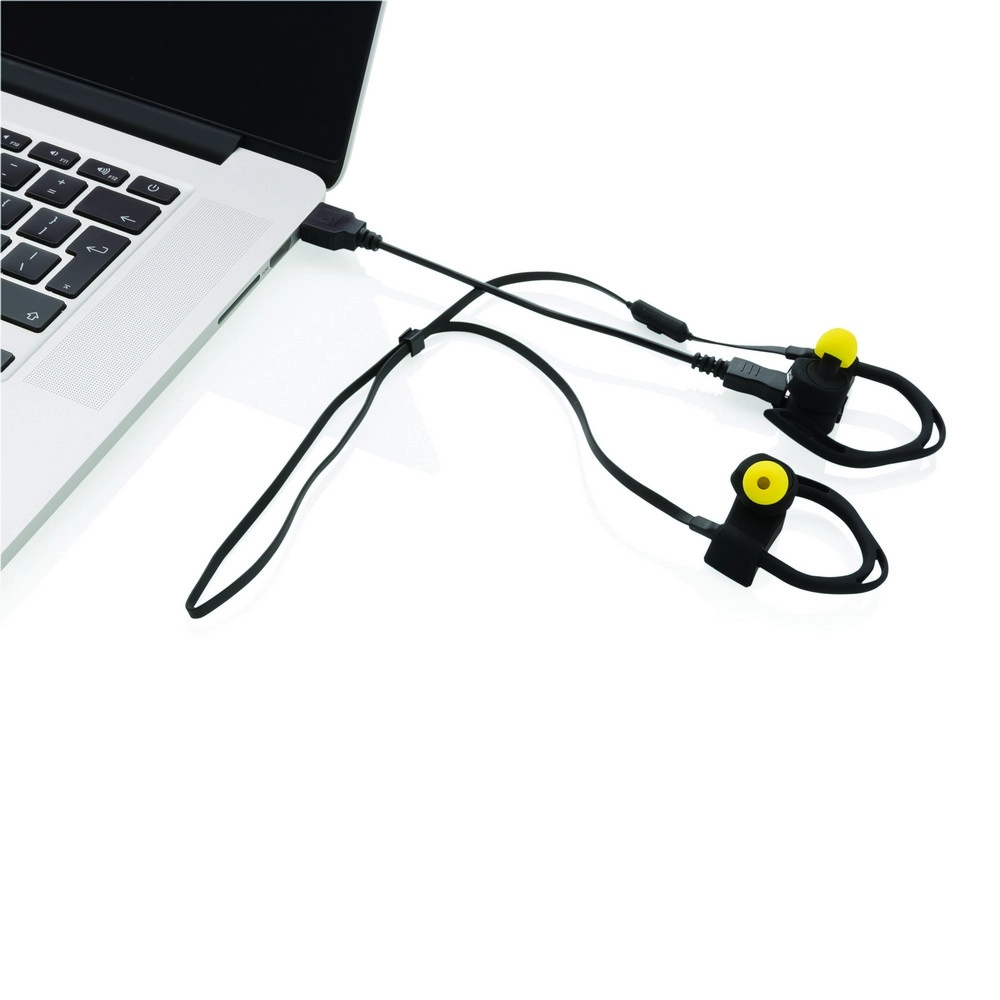 Bezprzewodowe słuchawki douszne, pulsometr, krokomierz P330-651 czarny