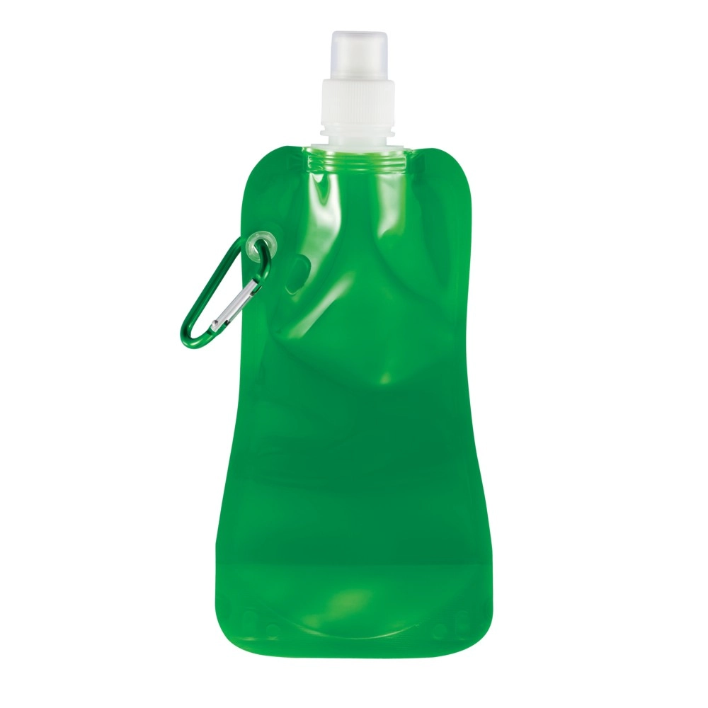 Składana butelka sportowa 400 ml z karabińczykiem P436-207 zielony