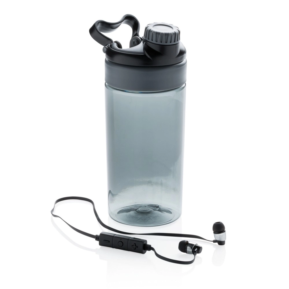 Butelka sportowa 500 ml, bezprzewodowe słuchawki P436-441 szary