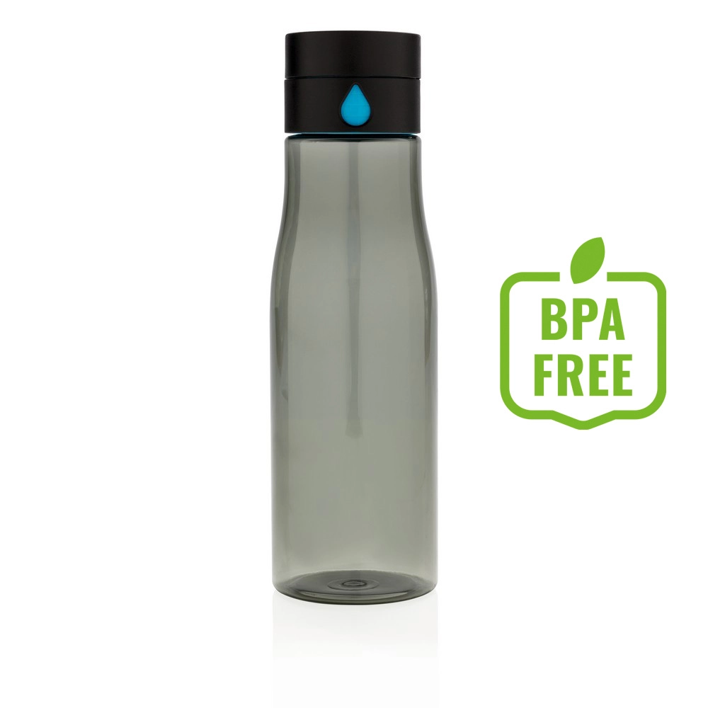 Butelka sportowa 600 ml Aqua, monitorująca ilość wypitej wody P436-891 czarny