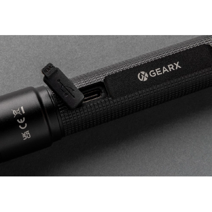 Kieszonkowa latarka Gear X, ładowana przez USB, aluminium z recyklingu P513-901
