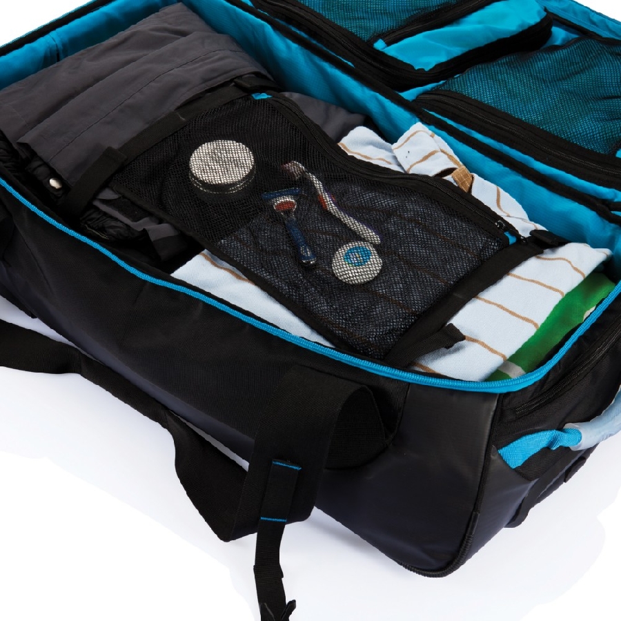 Duża torba sportowa, podróżna na kółkach P750-005 niebieski
