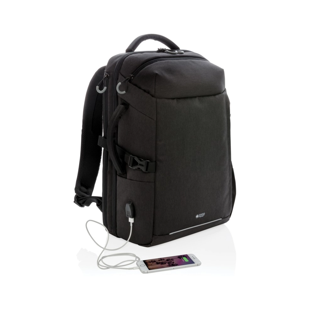 Plecak na laptopa 17 Swiss Peak, ochrona RFID P762-391 czarny