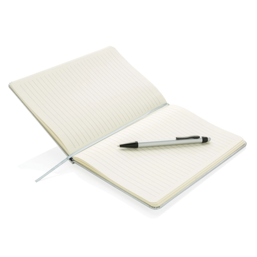 Notatnik A5, twarda okładka i długopis, touch pen P773-252 srebrny
