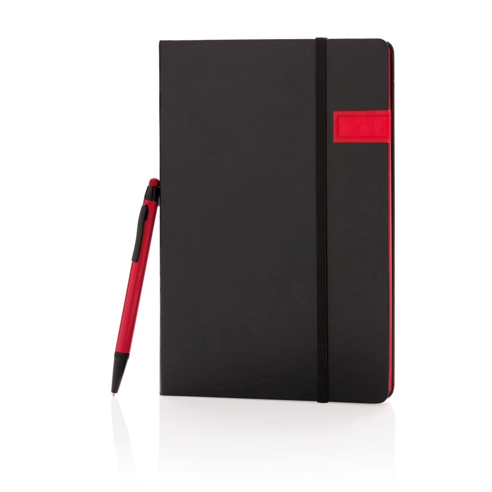Luksusowy notatnik A5, pamięć USB, długopis P773-334 czerwony