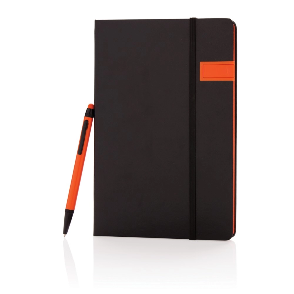 Luksusowy notatnik A5, pamięć USB, długopis P773-338 pomarańczowy