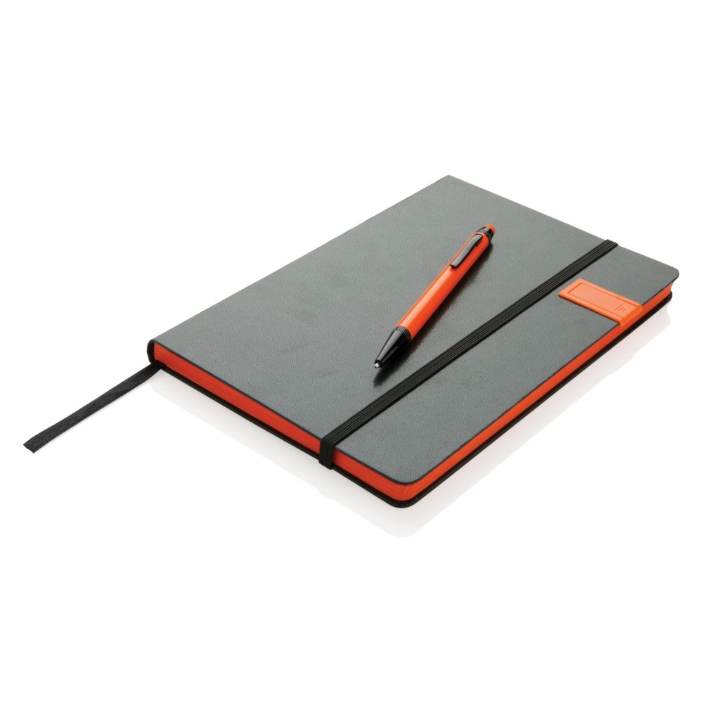 Luksusowy notatnik A5, pamięć USB, długopis P773-338 pomarańczowy