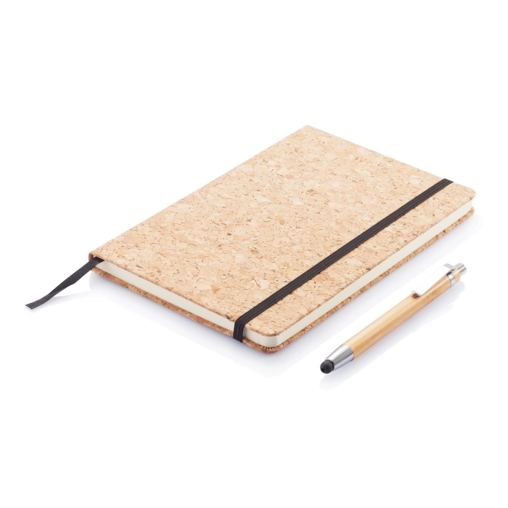 Korkowy notatnik A5, długopis, touch pen P773-779 brązowy