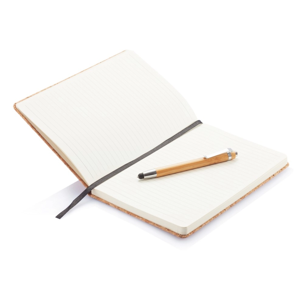 Korkowy notatnik A5, długopis, touch pen P773-779 brązowy