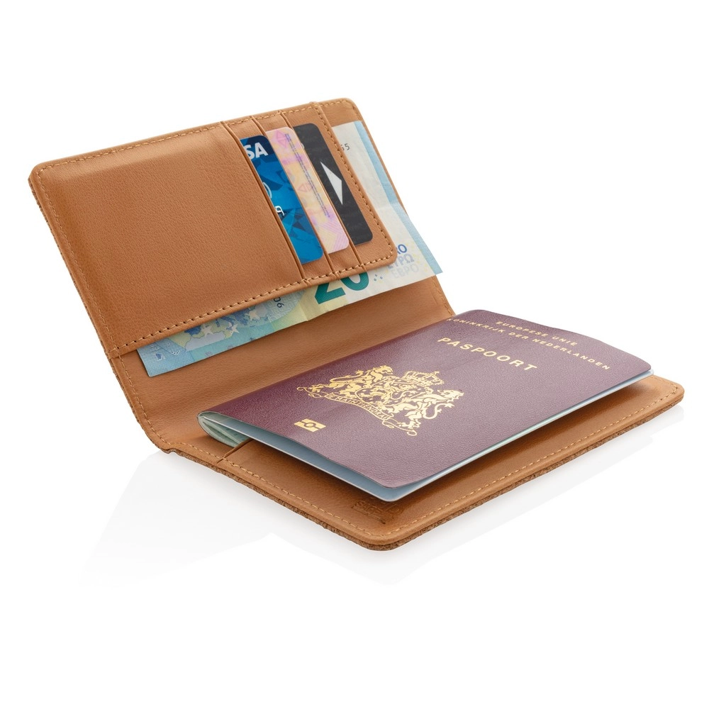 Korkowe etui na karty kredytowe i paszport, ochrona RFID P820-459 limonka