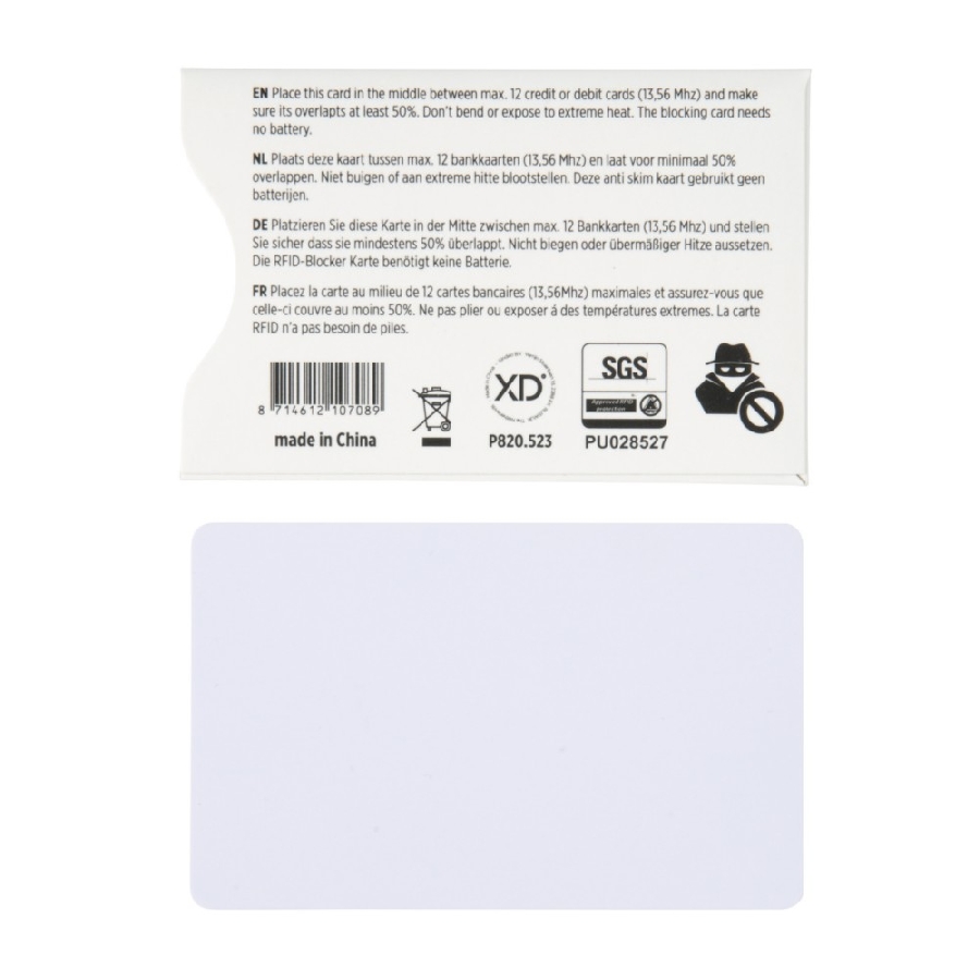 Karta do portfela, ochrona RFID P820-523 biały