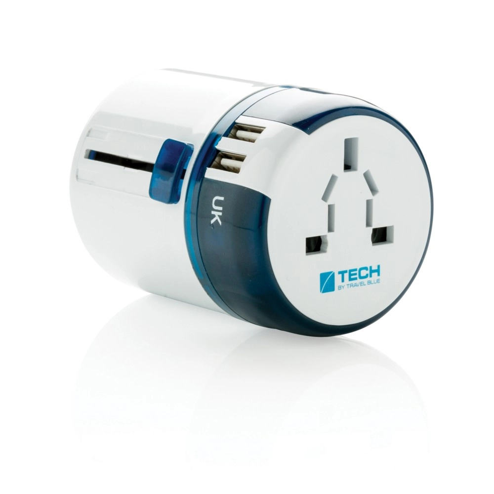 Uniwersalna ładowarka, adapter podróżny Travel Blue z USB P820-843 biały