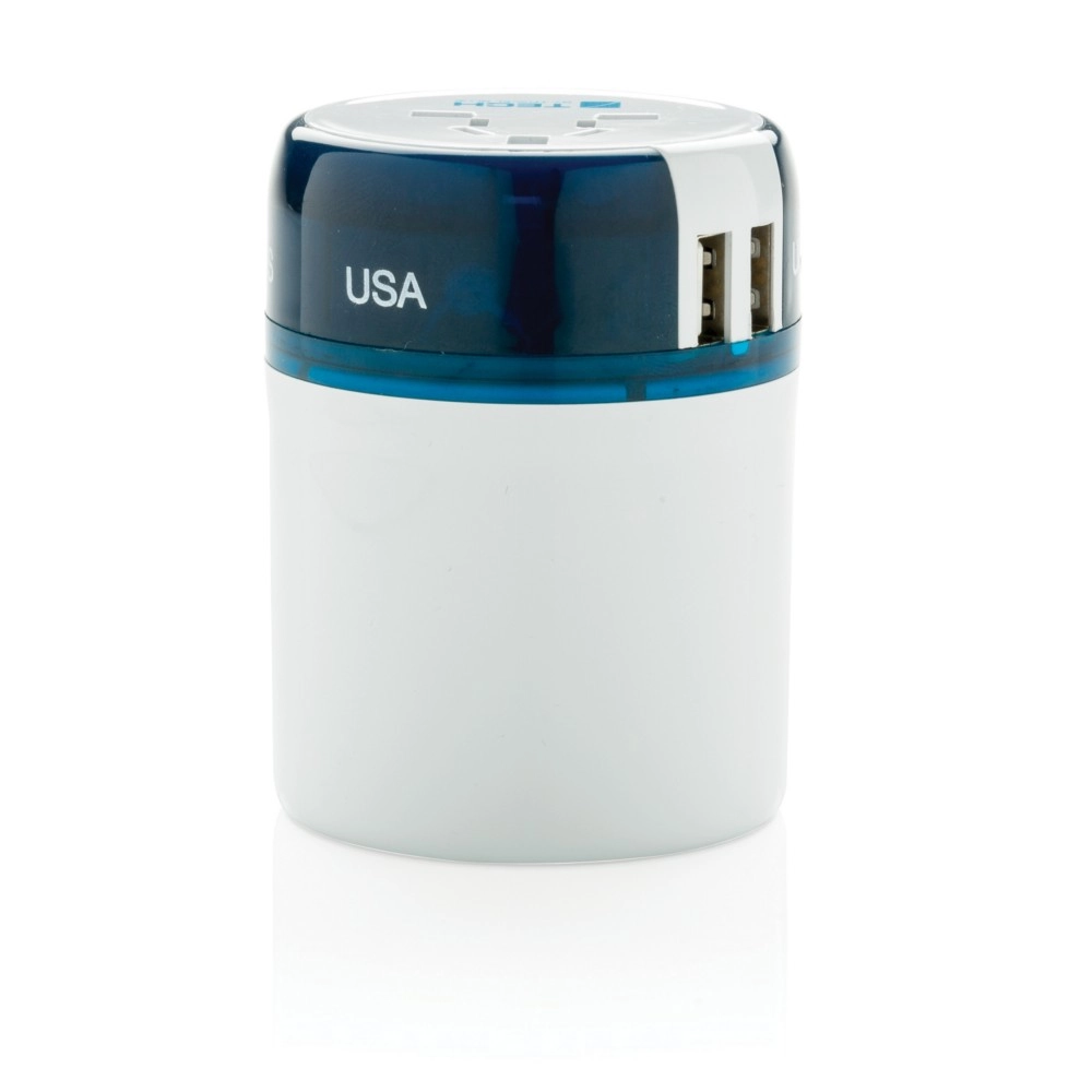 Uniwersalna ładowarka, adapter podróżny Travel Blue z USB P820-843 biały
