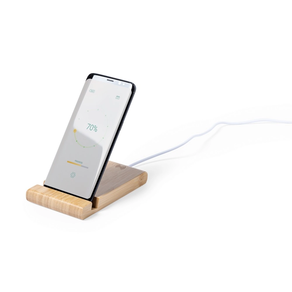 Bambusowa ładowarka bezprzewodowa 5W, stojak na telefon, stojak na tablet V0157-00