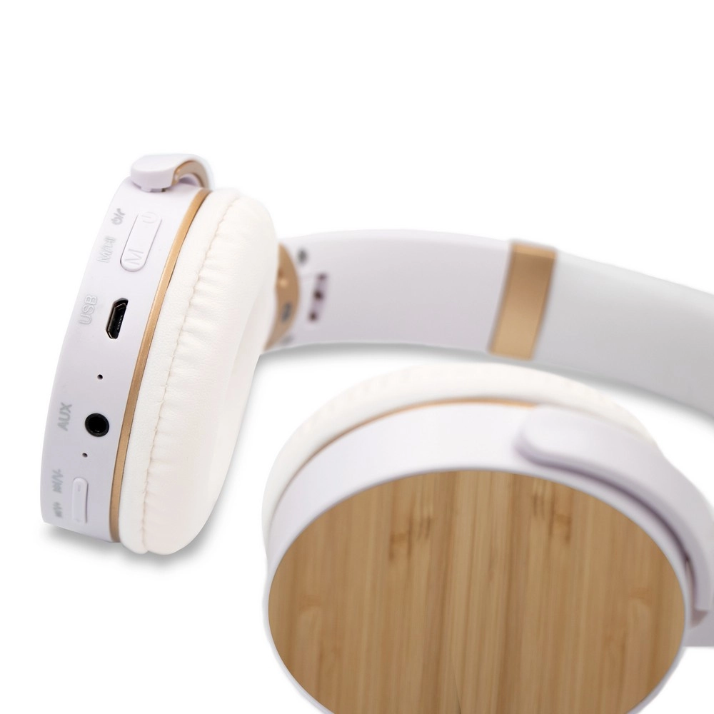 Składane bezprzewodowe słuchawki nauszne, bambusowe elementy | Hollie V0190-02