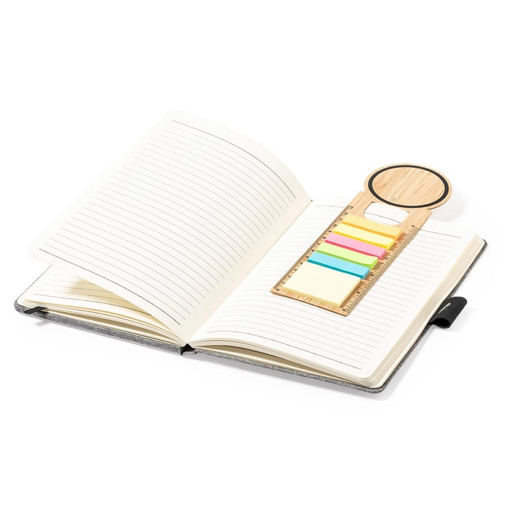 Bambusowy zestaw do notatek, karteczki samoprzylepne, zakładka do książki, linijka, notatnik V0267-18