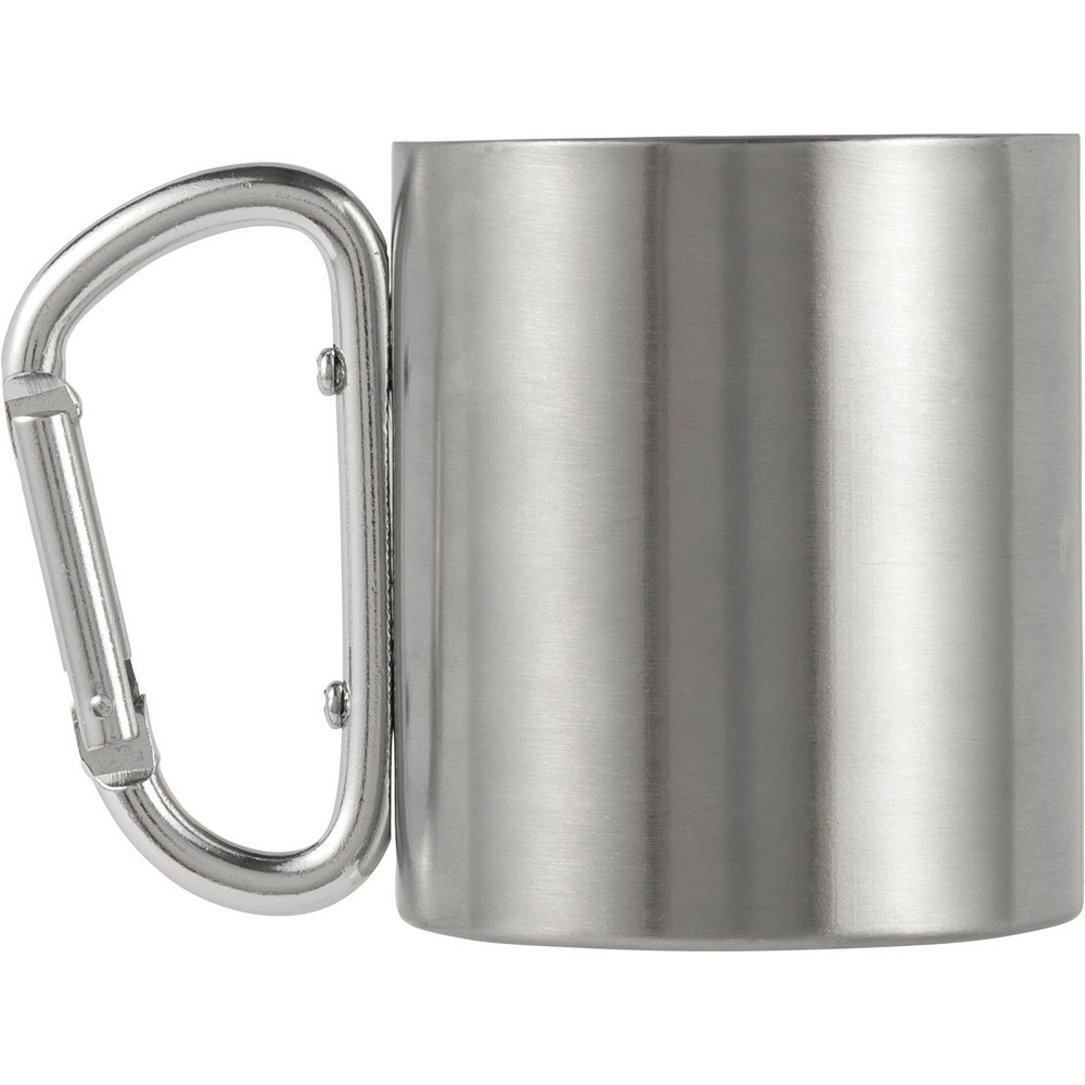 Metalowy kubek 185 ml z karabińczykiem V0646-32 srebrny
