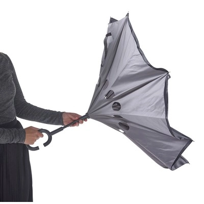 Odwracalny parasol automatyczny V0664-03 czarny