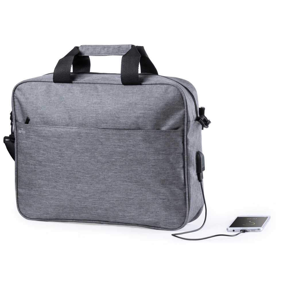Torba na dokumenty, torba na laptopa 14, ochrona RFID V0710-19 szary