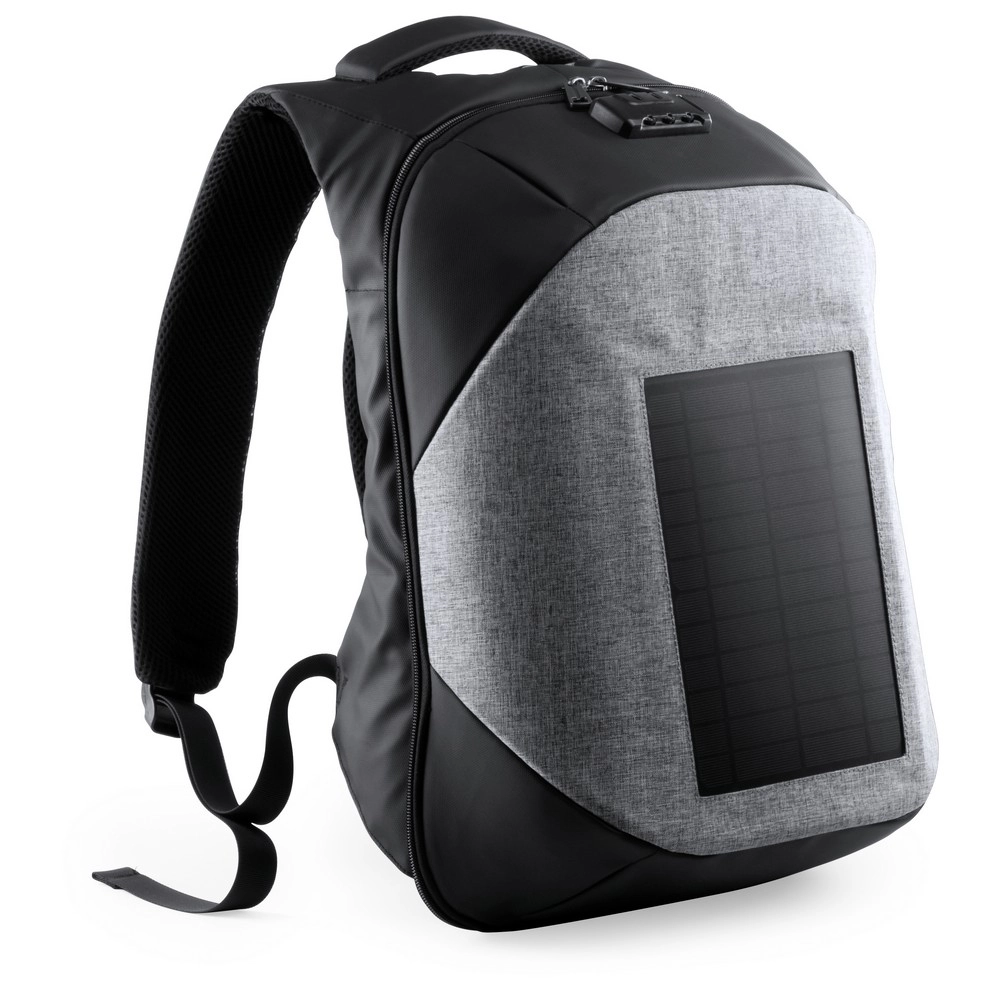 Nieprzemakalny plecak na laptopa 15 i tablet 10, ładowarka słoneczna 6.5W V0713-19 szary