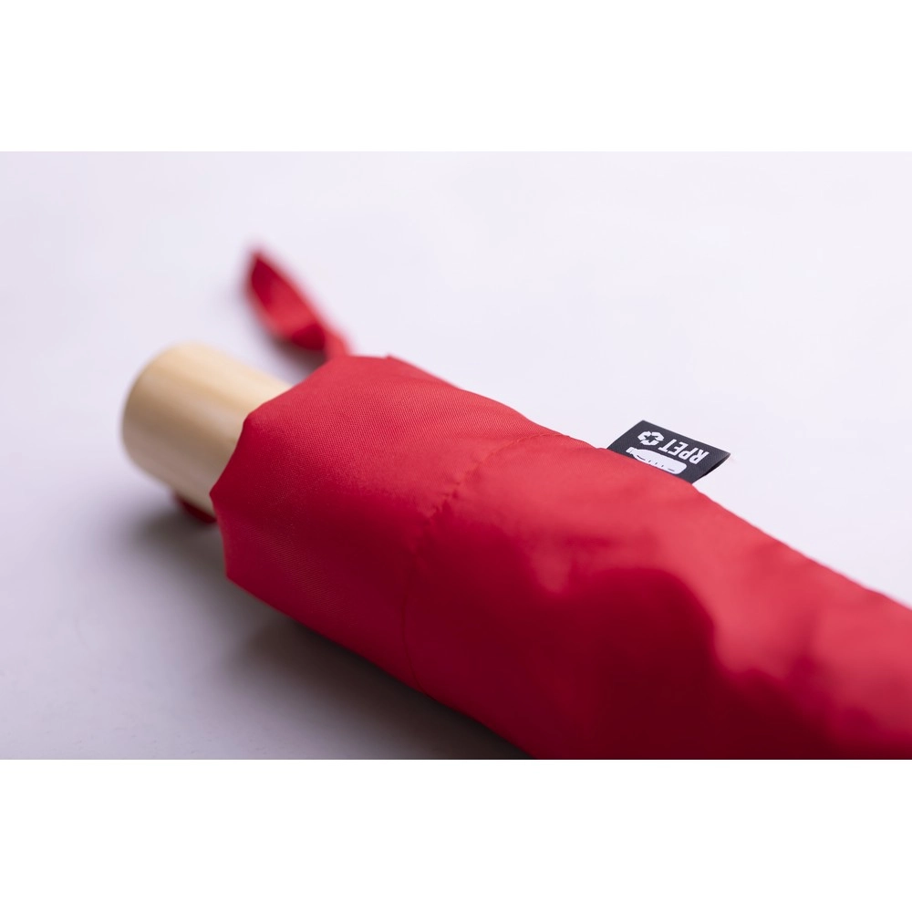 Wiatroodporny parasol manualny RPET, składany V0762-05 czerwony