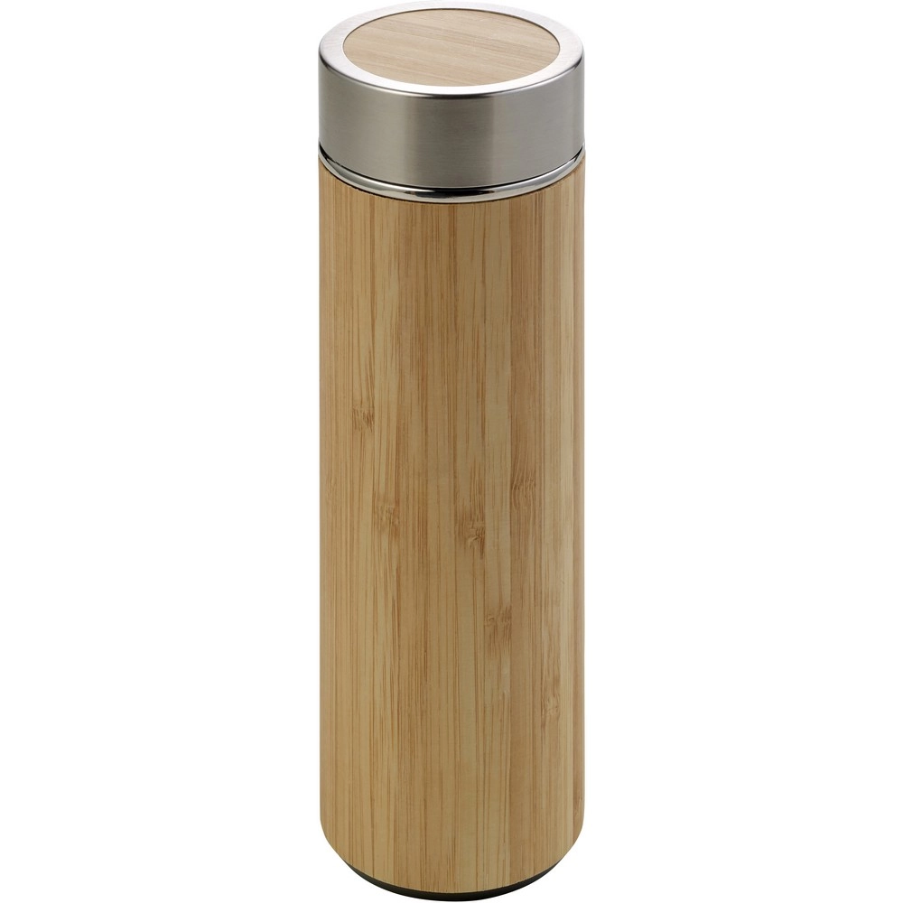 Bambusowy termos 420 ml, posiada sitko zatrzymujące fusy V0772-18 wielokolorowy