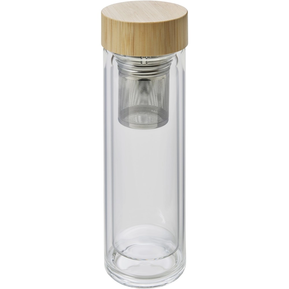 Szklany termos 420 ml, posiada sitko zatrzymujące fusy V0774-18 wielokolorowy