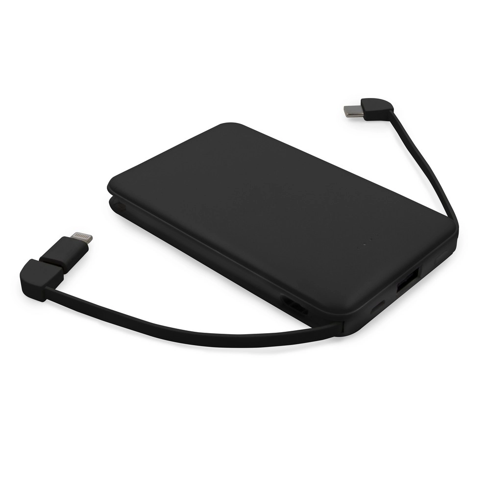 Power bank 5000 mAh ze zintegrowanymi kablami, adapter w komplecie | Presley V0905-03