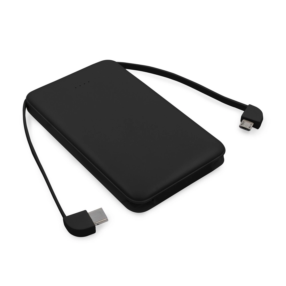 Power bank 5000 mAh ze zintegrowanymi kablami, adapter w komplecie | Presley V0905-03