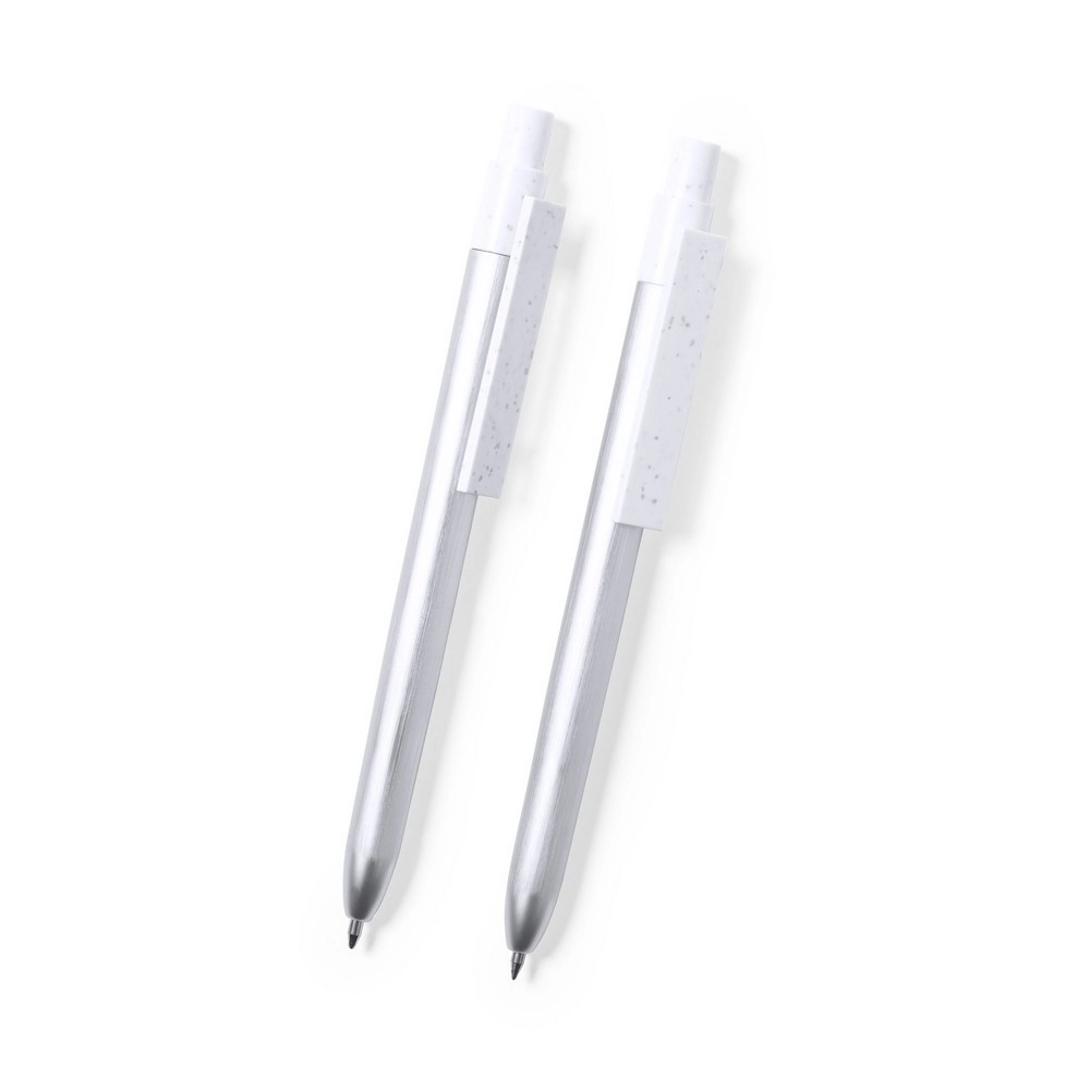Zestaw piśmienny z aluminium z recyklingu, długopis i pióro kulkowe V1044-32