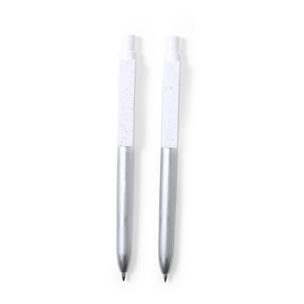 Zestaw piśmienny z aluminium z recyklingu, długopis i pióro kulkowe V1044-32