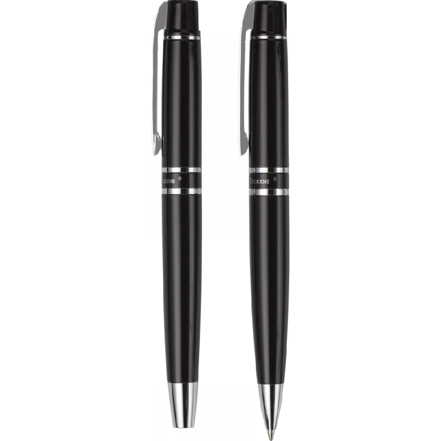 Zestaw piśmienny Charles Dickens, długopis i pióro kulkowe V1204-03 czarny