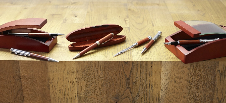 Zestaw piśmienny, długopis i pióro kulkowe V1357-17 drewno